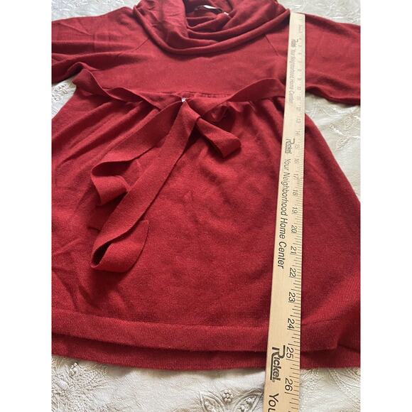 Autumn Cashmere Tie-Back Sweater Red Tunic Knit Size Extra Small Holiday - Picture 6 of 12